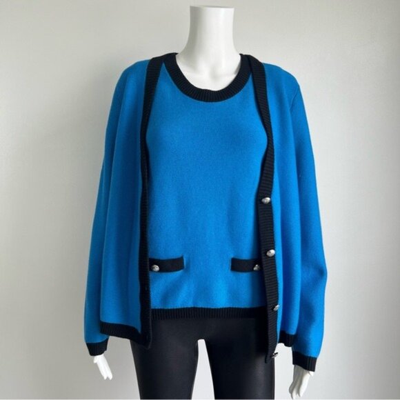 Talbots Tipped Texture V-Neck Cardigan Sweater Set - MP - Picture 6 of 9